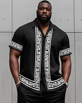 Big & Tall Men's Santa Claus Muscle Cosplay Printed Short Sleeve Shirt Shorts Set